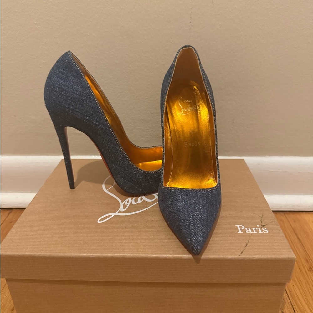 Christian Louboutin Blue Suede Stiletto Heels